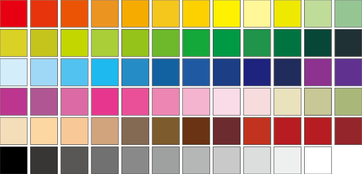 デザインメーカーで使用可能な色一覧