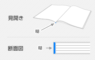 無線綴じ冊子の断面図